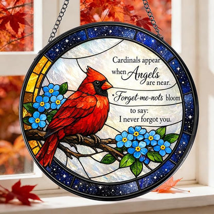Cardinal Stained Glass Window Hanging, 7.8″ Sun Catchers Art Cardinal Decor Indoor Window, Decorative Suncatchers Hanging Ornaments Home Garden Gift for Housewarming Festival
