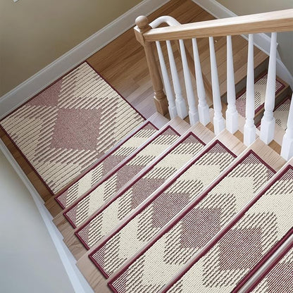 PADOOR 1PC Stair-Treads Non Slip, 3D Peel and Stick Stair Treads for Wooden Steps Indoor, Stair-Carpet Treads Washable Reusable Adhesive Stair-Runner Rugs for Kids and Dogs 8"x30" Red