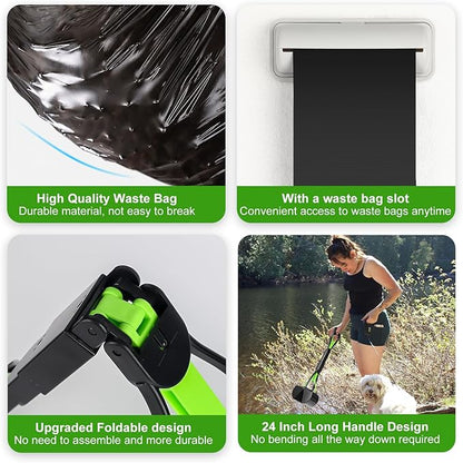 Dog Poop Trash Can Outside with Pooper Scooper and Metal Rake & Tray, 20L/5Gal Dog Waste Trash Can with Lid, Pedal and Removable Inner Waste Bin, Pet Poop Bin with 100 Bags