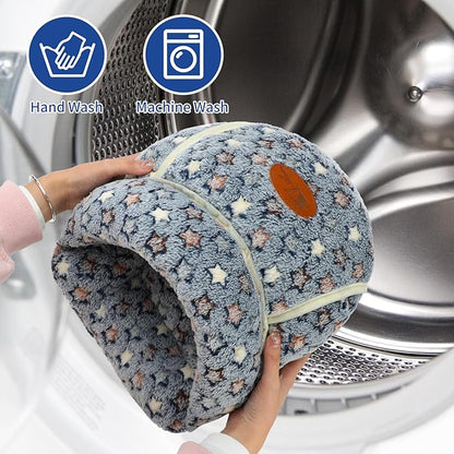 YUEPET Guinea Pig Bed Cuddle Cave Warm Fleece Cozy House Bedding Sleeping Cushion Cage Nest for Small Animal Squirrel Chinchilla Hedgehog Cage Accessories(Grey Star