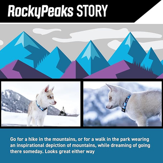 Wolfgang Heavy Duty, Adjustable Dog Collar with Quick Release Nylon Buckle for Walking & Training, RockyPeaks Print, Small