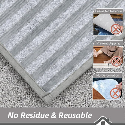 BEQHAUSE Edging Stair Treads for Wooden Steps 9" x 28", Non Slip Carpet Stair Treads Indoor Stair Runners, Soft Stair Rugs, Machine Washable, 100% Polyester, TPE Backing, 4pcs, Grey