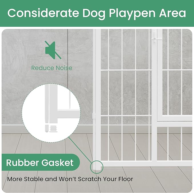 HealSmart Dog Playpen Indoor, Puppy Playpen Indoor Outdoor for Yard, Camping, RV, 24" Height 16 Panels Heavy Duty Dog Pen for Puppies/Small Dogs, White