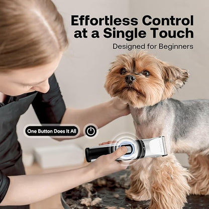 Dog Grooming Clippers, Low Noise, Electric Quiet, Adjustable Clipper Comb, Rechargeable Cordless Dog Hair Clippers for Dogs Cats Pets, White