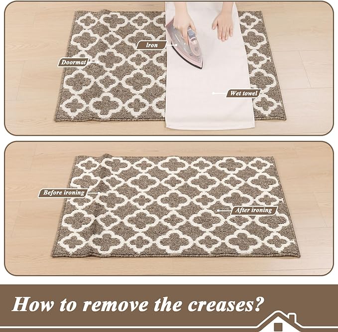 U'Artlines Runner Rug for Hallway 2×5feet Non Slip Kitchen Floor Carpet Runners Brown Geometric Pattern Machine Washable Area Rug for Entryway Bathroom