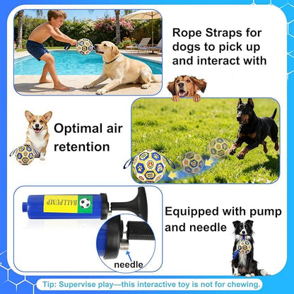 Vivifying Dog World Cup Soccer Ball Toy, 8 Inch Floatable Interactive Dog Toy for Large and Extra Large Dogs, Durable PU Enrichment Ball with Nylon Straps for Outdoor Fetch, Training & Playing