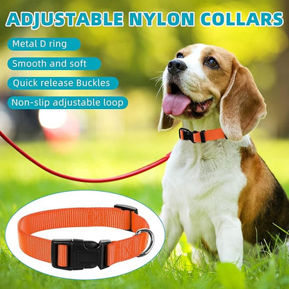 Buryeah 12 Pieces Dog Collar Bulk Adjustable Soft Nylon Puppy Dog Collars with Safety Buckle Collar Bulk for Medium Dogs Walking Running Training(Mixed Colors)