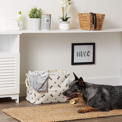 Bone Dry Pet Storage Collection Paw and Bone Print, Medium Rectangle, 16x10x12, Dark Brown