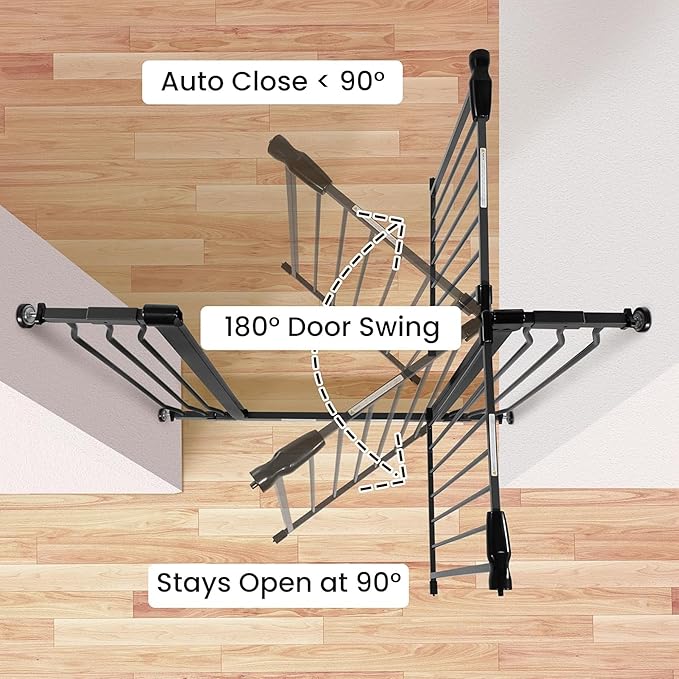 BalanceFrom Easy Walk-Thru Baby and Pet Safety Gate with Hold-Open and Auto-Close – Adjustable Steel Barrier for Stairs, Doorways, and Hallways, No Drilling Installation