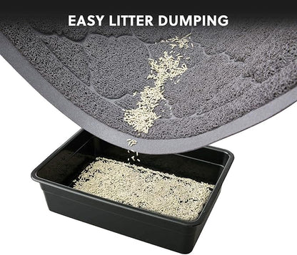 WePet Cat Litter Box Mat, Kitty Premium PVC Pad, Durable Trapping Rug, Phthalate Free, Urine-Resistant, Scatter Control, L 35 x 23 Inch, Grey