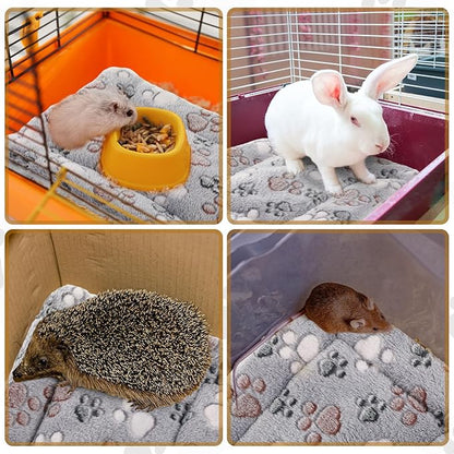 Tuanse 4 Pack Ultra Soft Dog Cat Bed Mat Small Animal Guinea Pig Bed with Cute Print Reversible Fleece Dog Crate Kennel Pad Cozy Washable Thickened Hamster Pet Beds Mat(13 x 10 Inches,Light Gray)