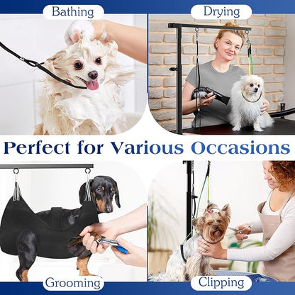Pawaboo Dog Grooming Table Arm with Grooming Hammock, 35" Dog-Grooming-Arm Dog Grooming Stand and Free Two No Sit Haunch Holder with Grooming Loop, Foldable Dog Grooming Arm for Small Medium Pet