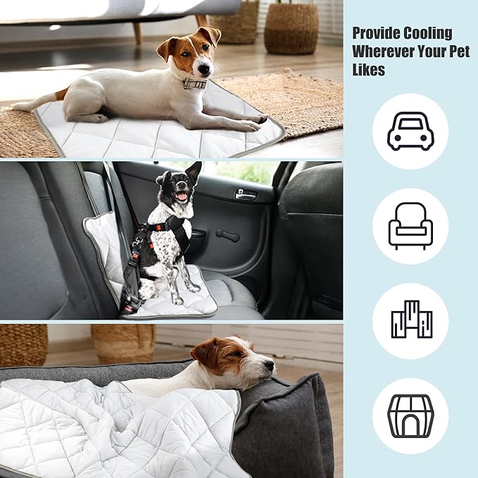 Leekalos Dog Cooling Mat,Pet Cooling Pads for Dogs Blanket,Summer Cooling Bed for Cats Blanket,Portable Pet Cooling Cushion for Home & Outdoor，Keep Cooling for Pets (Cool Grey, Medium(29"x40"))
