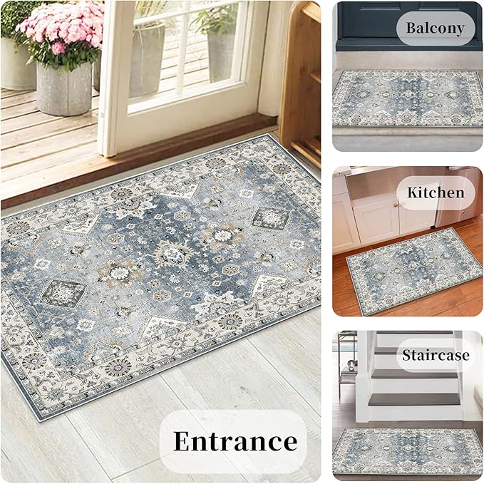 HY HAO YUN LAI Non Slip Runners for Hallways,Washable Hallway Runner Rug,Long Ultra Soft Kitchen Runner Rug,Non Shedding Accent Farmhouse Runner Rugs (Grey, 2 X 3)