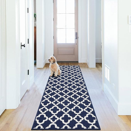 U'Artlines Runner Rug for Hallway 2×6feet Non Slip Kitchen Floor Carpet Runners Blue Geometric Pattern Machine Washable Area Rug for Entryway Bathroom