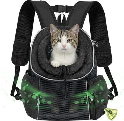 PetAmi Dog Front Carrier Backpack, Ventilated Adjustable Dog Pet Cat Chest Carrier Backpack, Dog Carrier for Hiking Camping Travel, Small Dog Puppy Medium Cat Carrying Bag, Max 10 lbs, Black