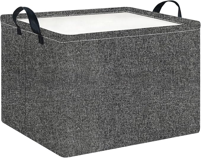 CLOCOR Rectangular Storage Basket,Collapsible Cute Pattern Storage Bin,Waterproof Books Box with Handles,Gift Basket(Grey)
