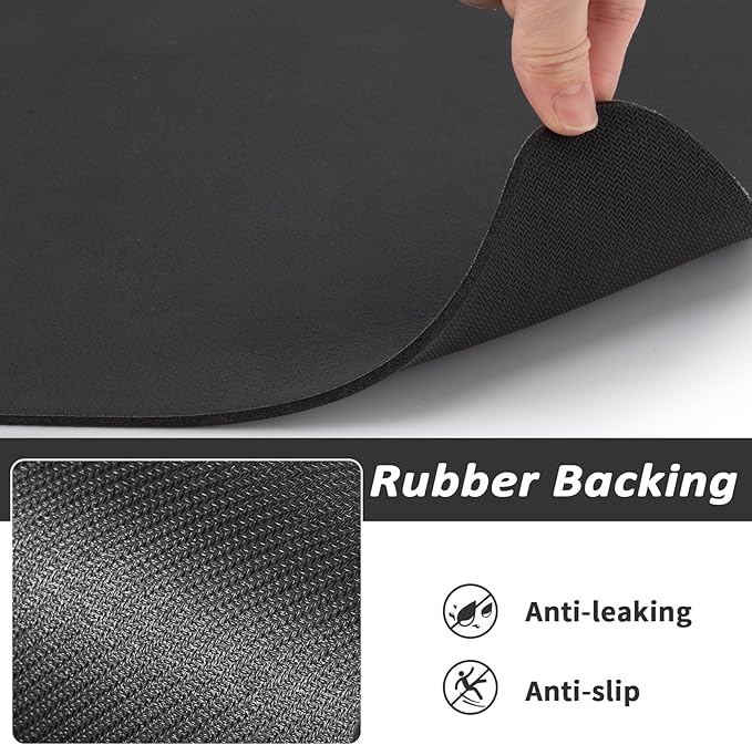 Dog Food Mat - Absorbent Cat Mat for Food and Water, No Stains Pet Feeding Bowl Mat, Easy to Clean Pet Placemats, Quick Dry Dog Water Dispenser Mat for Messy Drinkers | Black 12"x 19"