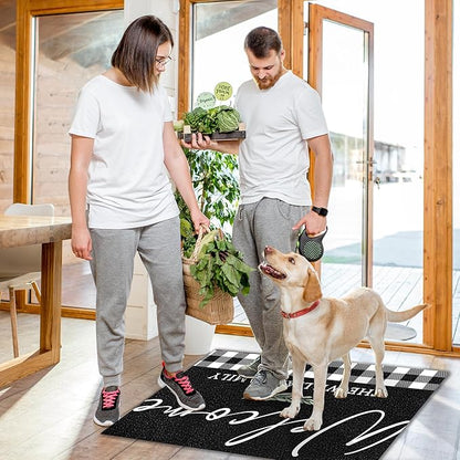 Custom Doormat with Family Name Sample Personalized Entryway Door Mat Front Door Mat for Outdoor Decor Entrance Mat Customised Rug Christmas Housewarming Gift with Anti-Slip Backing