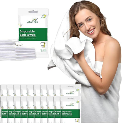 5 Pack Disposable Bath Towels, Size 55" x 27.5", Ultra Soft, Quick Dry Thickened Body Towels, Camping Towel, Disposable Towels for Travel Beach Gym Sauna Spa, Travel Towels, Pet Towel (5pcs)
