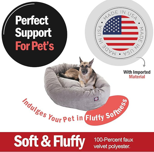Majestic Pet 52 Inch Orthopedic Machine Washable Dog Bed for Large Sized Dogs, Waterproof Durable Donut Cushion with Spine Support, Calming Pet Bed Furniture Grade Crate Pad Mat