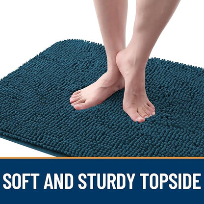 OLANLY Dog Door Mat Set 2-Piece 36x24, Absorbs Moisture and Dirt, Absorbent Non-Slip Washable Doormat, Quick Dry Chenille Mud Mat for Dogs, Entry Indoor Entryway Carpet for Inside Floor, Atlantic Blue
