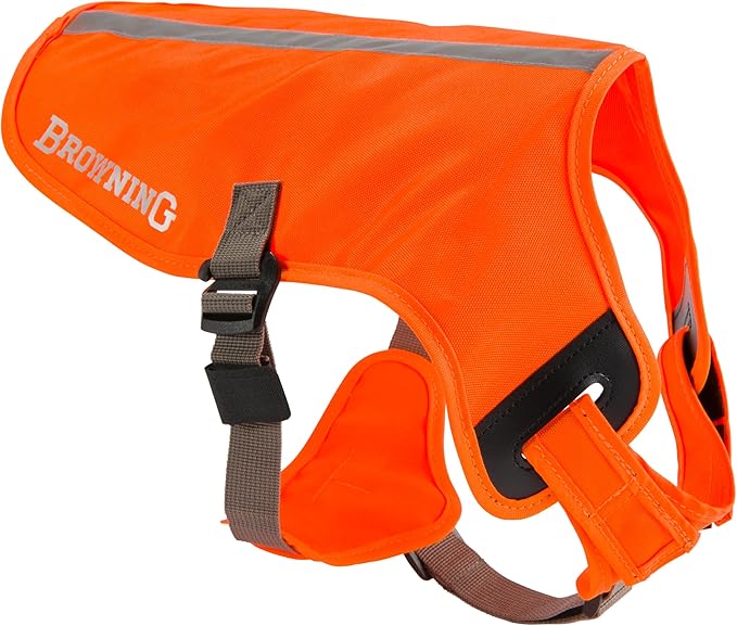 Browning Pet Vests, Hi Vis Safety Vests for Dogs, Safety Orange, Medium, Adjustable Coverage