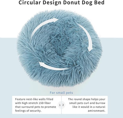 Chinchilla Bed Blue for Cage Fluffy Round Beds for Small Animals Washable Anti Slip