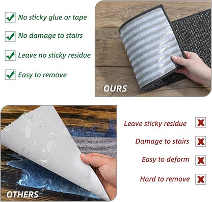 BEQHAUSE Stair Treads for Wooden Steps 28inX9in, Carpet Stair Treads Non Slip Indoor, Machine Washable Stair Runners for Kids Elders and Pets, Carpet for Stair Rugs Mat, TPE Backing, 15pcs, Charcoal