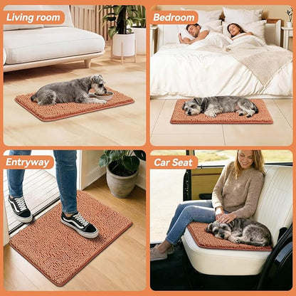 Bcoimo Super Absorbent Dog Door Mat, 30"*20" Anti Slip Mat for Muddy Paws, Pet Rugs for Dirty Paws Washable That Absorbs Moisture and Dirt, for Dog Cage and Pet Resting Carpet