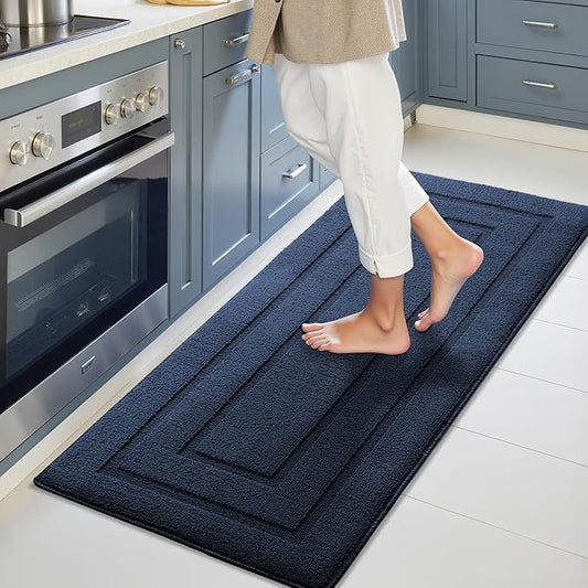 GRANNY SAYS Kitchen Mats for Floor Resist Dirt Kitchen Rugs Non Slip Washable, Long Rug Runner for Sink Laundry Thick Durable Polypropylene Comfort Standing, 47" x 20", Deep Blue