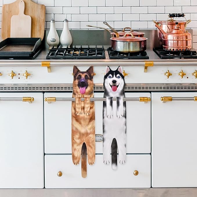 AGRIMONY Funny German Shepherd Dog Hand Towels for Kitchen Bathroom - Dog Mom Dad Gifts for Women Men Teens Kids-Easter Mothers Fathers Valentines Day Housewarming Gifts for Animal Lovers