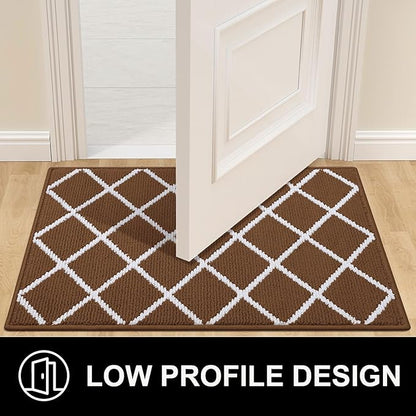 Finchitty Indoor Door Mat, Dirt Resistant and Absorbent, Low-Profile, Non-Slip, Washable Inside Floor Mats for Front Door, Back, and Entrance, 36" x 24", Coffee