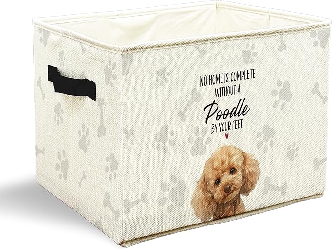 Funny Poodle Dog Toy Basket, Dog Home Decor, Poodle Gifts for Women Men Collapsible Pet Dogs Toy Storage Bin Box Basket Organizer, Pet Supplies for Dogs