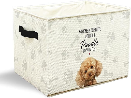 Funny Poodle Dog Toy Basket, Dog Home Decor, Poodle Gifts for Women Men Collapsible Pet Dogs Toy Storage Bin Box Basket Organizer, Pet Supplies for Dogs