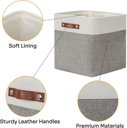 DULLEMELO 13 inch Fabric Storage Cubes 4 Pack Foldable Baskets/Bins for Home Office Organizer Closet, Shelves, Toy, Nursery