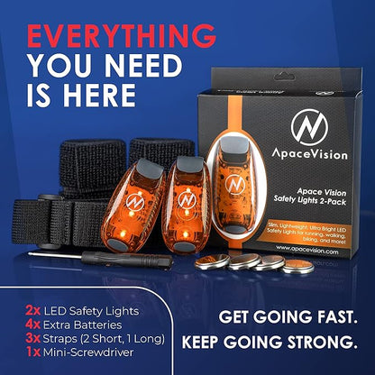 LED Safety Light (2 Pack) - Clip On Strobe/Running Lights for Runners, Dog, Bike, Walking, Boat, Kayak, Stroller and More - High Visibility Accessories for Your Reflective Gear, Bicycle