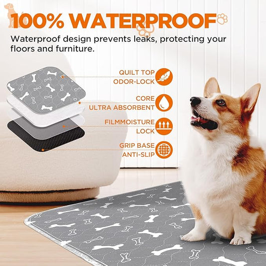 Washable Pee Pads for Dogs, Extra Large 2 Pack 36”x72” Dog Pee Pads Washable, Waterproof Puppy Pads Mat Reusable Fast Absorbent Dog Potty Training Pads, Whelping Pads for Playpen Crate