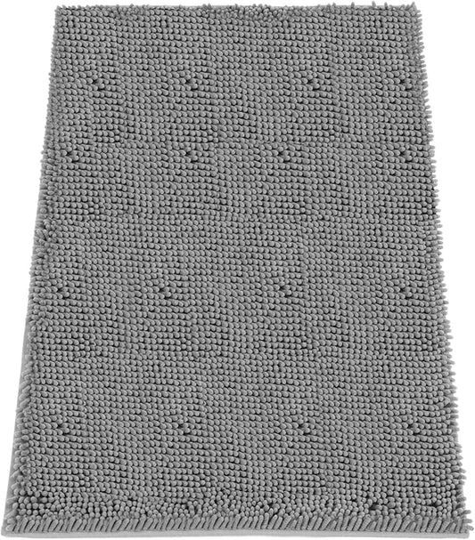 Absorbent Dog Door Mat for Muddy Paws, 60" x 36" Chenille Indoor Mats for Entryway, Trap Dirt Front Door Mat Indoor Entrance Washable Non Slip Soft Light Grey