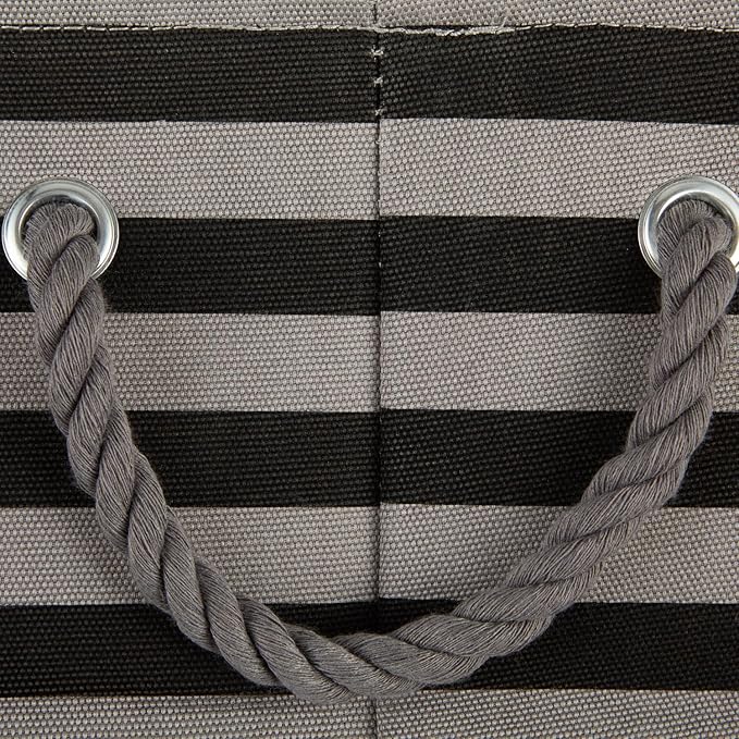 Bone Dry Pet Storage Collection Striped Paw Patch Bin, Black, Small Rectangle