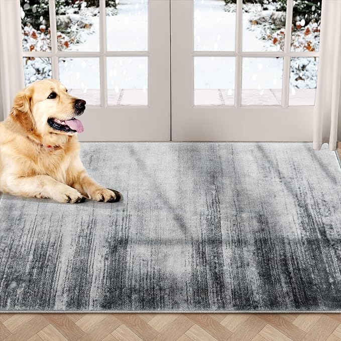 COMSLE Door Mat Soft Absorbent Indoor Front Entryway Rug Machine Washable Entrance Mats for Muddy Paws Non Slip Throw Rugs 24" x 36" Doormat for Inside Foyer Bedroom - Gray
