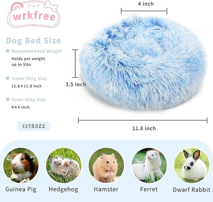 Hamster Bed Cute Blue and White Warm Cushion for Small Animal - Comfortable Sleep Mat Pad for Guinea Pigs/Hedgehog/Squirrel/Mice/Rats/Chinchilla Nest House 11.8 inch