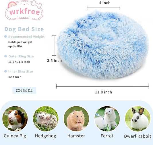 Hamster Bed Cute Blue and White Warm Cushion for Small Animal - Comfortable Sleep Mat Pad for Guinea Pigs/Hedgehog/Squirrel/Mice/Rats/Chinchilla Nest House 11.8 inch