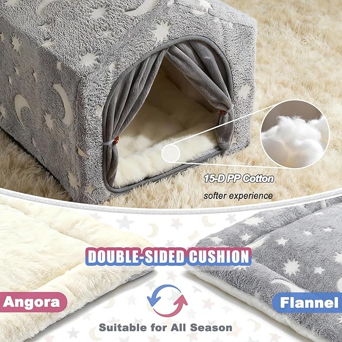 Indoor Dog House, Night-Luminous Star Dog Tent with Frame, Washable Dog Cave Bed, Suitable for 36-66 lb Medium and Large Dog