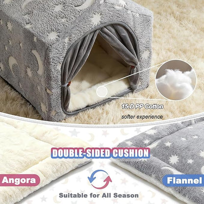Indoor Dog House, Night-Luminous Star Dog Tent with Frame, Washable Dog Cave Bed, Suitable for 36-66 lb Medium and Large Dog