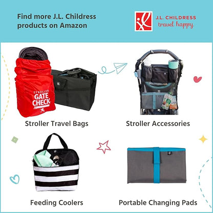 J.L. Childress Padded Infant Car Seat Bag with Wheels - Travel Bag for Airplane, Fits Most Baby & Infant Car Seats, Compatible with UPPAbaby, Nuna, & Chicco, AirTag Compatible - Premier, Black