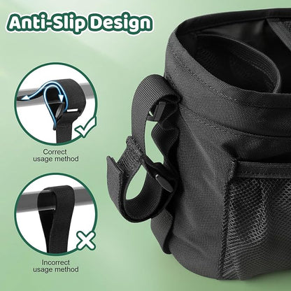 Guiseapue Universal Stroller Organizer with Cup Holder: Stroller Caddy Accessories with Detachable Phone Bag Fit for Uppababy, Non-Slip Straps, Walker Accessories, First Mothers Day Gifts for New Mom