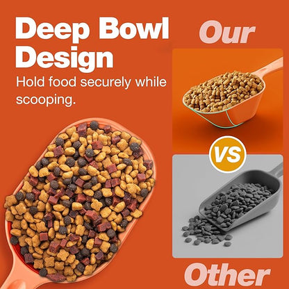 Pet Food Scoop 2 Pack, Dog Cup Capacity Cat Food Scooper With Measuring Lines For Dog, Puppy and Cat Coffee Bean, Flour Scoop Orange
