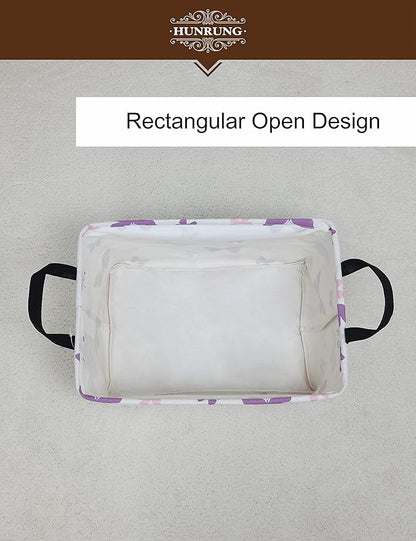 HUNRUNG Rectangle Storage Basket Cute Canvas Organizer Bin for Pet/Children Toys, Books, Clothes Perfect for Rooms/Playroom(Rec-Butterfly)