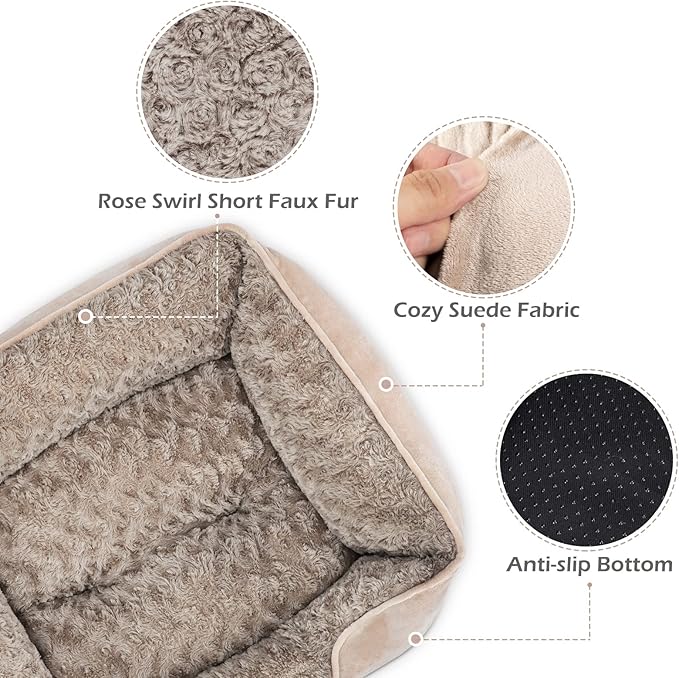 INVENHO X-Large Dog Bed for Large Medium Small Dogs Rectangle Washable Dog Bed, Orthopedic Dog Bed, Soft Calming Sleeping Puppy Bed Durable Pet Cuddler with Anti-Slip Bottom XL(35"x25"x10")